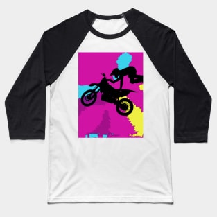 Flying High Motocrosser - Motocross Rider Baseball T-Shirt